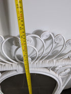 Vintage Wicker Rattan Oval Wall Mirror White Scrollwork Detail - Image 2