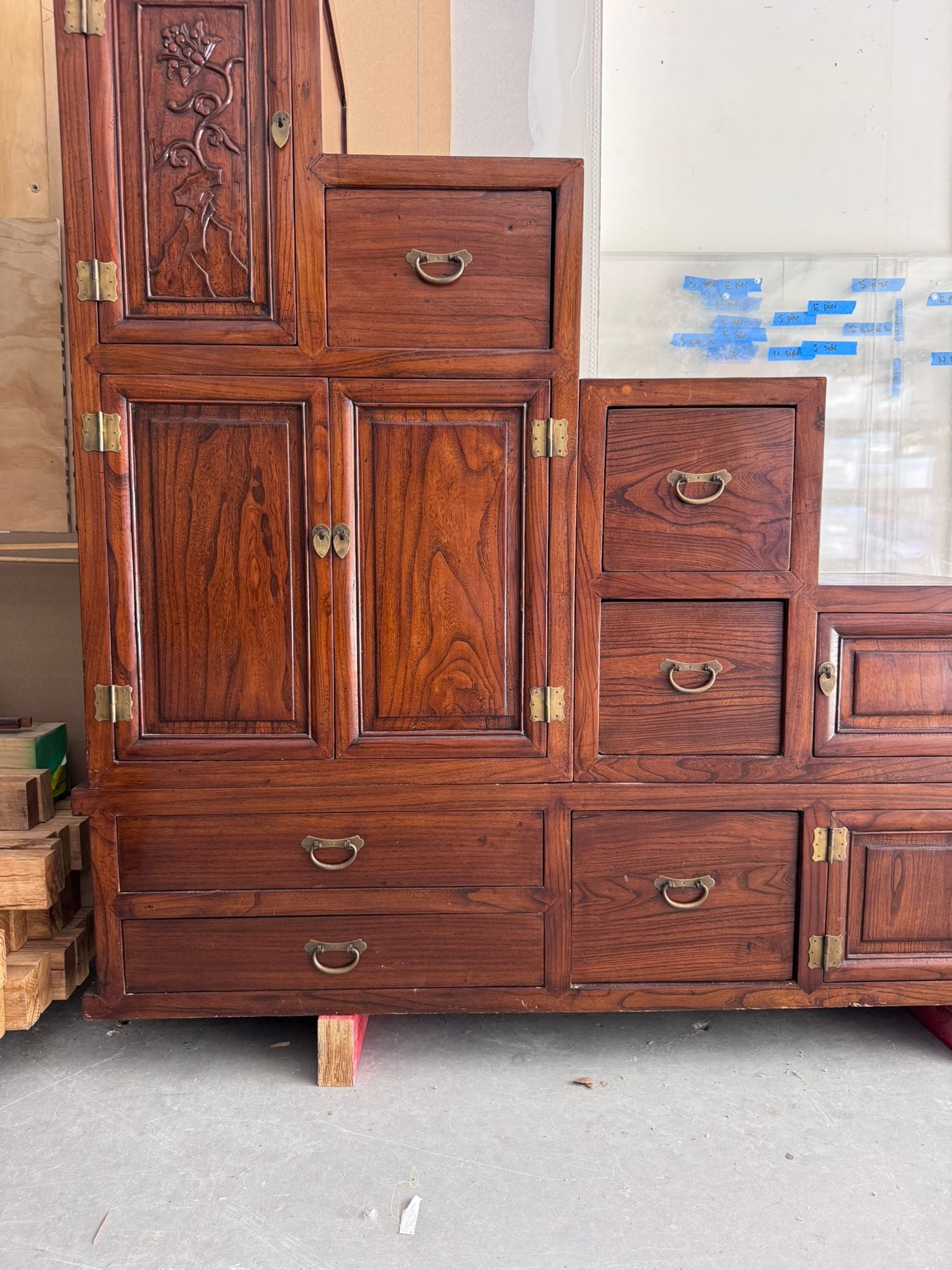 Antique Chinese Tansu Step Chest Cabinet Solid Rosewood Brown - Image 3