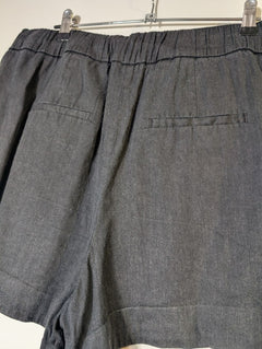 Witchery Linen Blend Elastic Waist Shorts Charcoal Grey Size 12 - Image 3