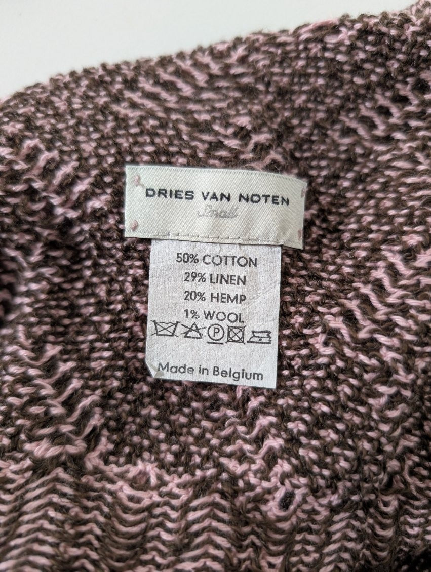 Dries Van Noten Knit Tank Top - Pink & Brown Patterned Size Small - Image 2