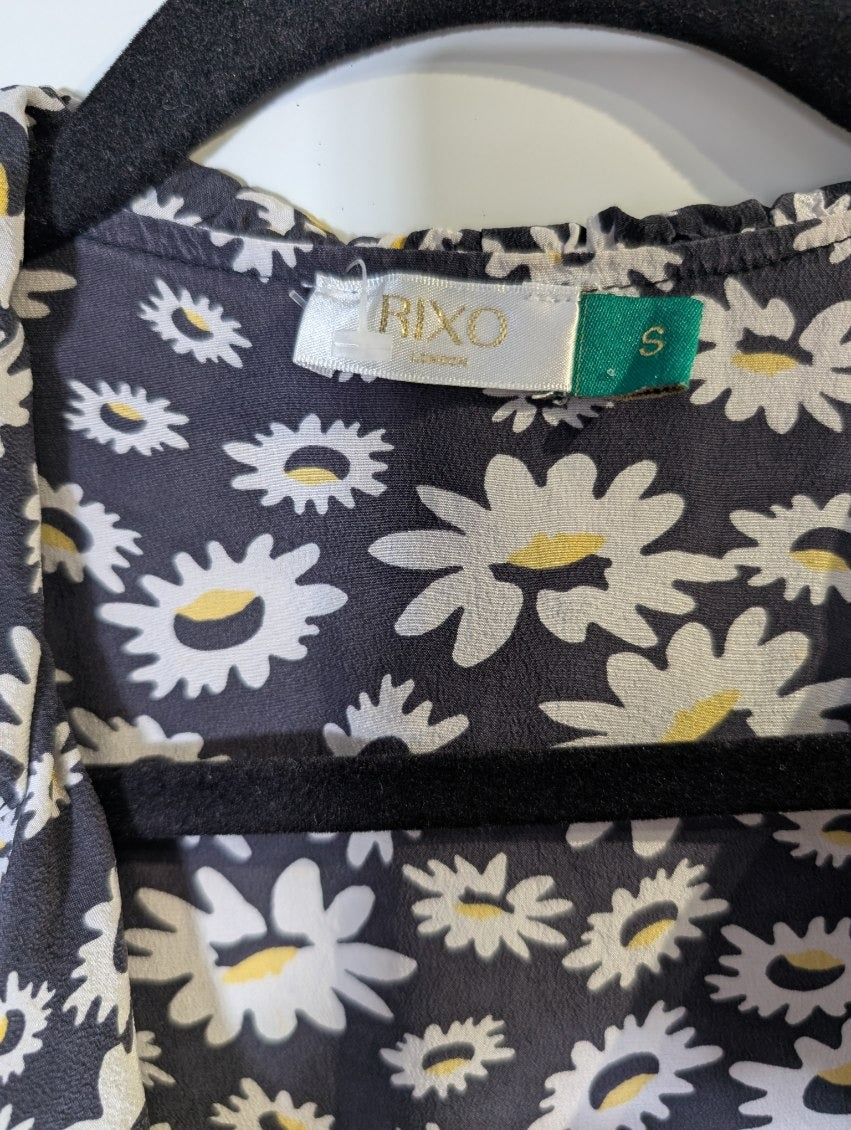 Rixo London Daisy Print Silk Ruffle Wrap Dress Women's Small - Image 3