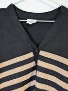 Seed Heritage V-Neck Cardigan - Black and Tan Striped Women's Size M - Image 2