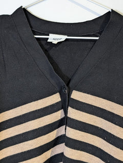 Seed Heritage V-Neck Cardigan - Black and Tan Striped Women's Size M - Image 2