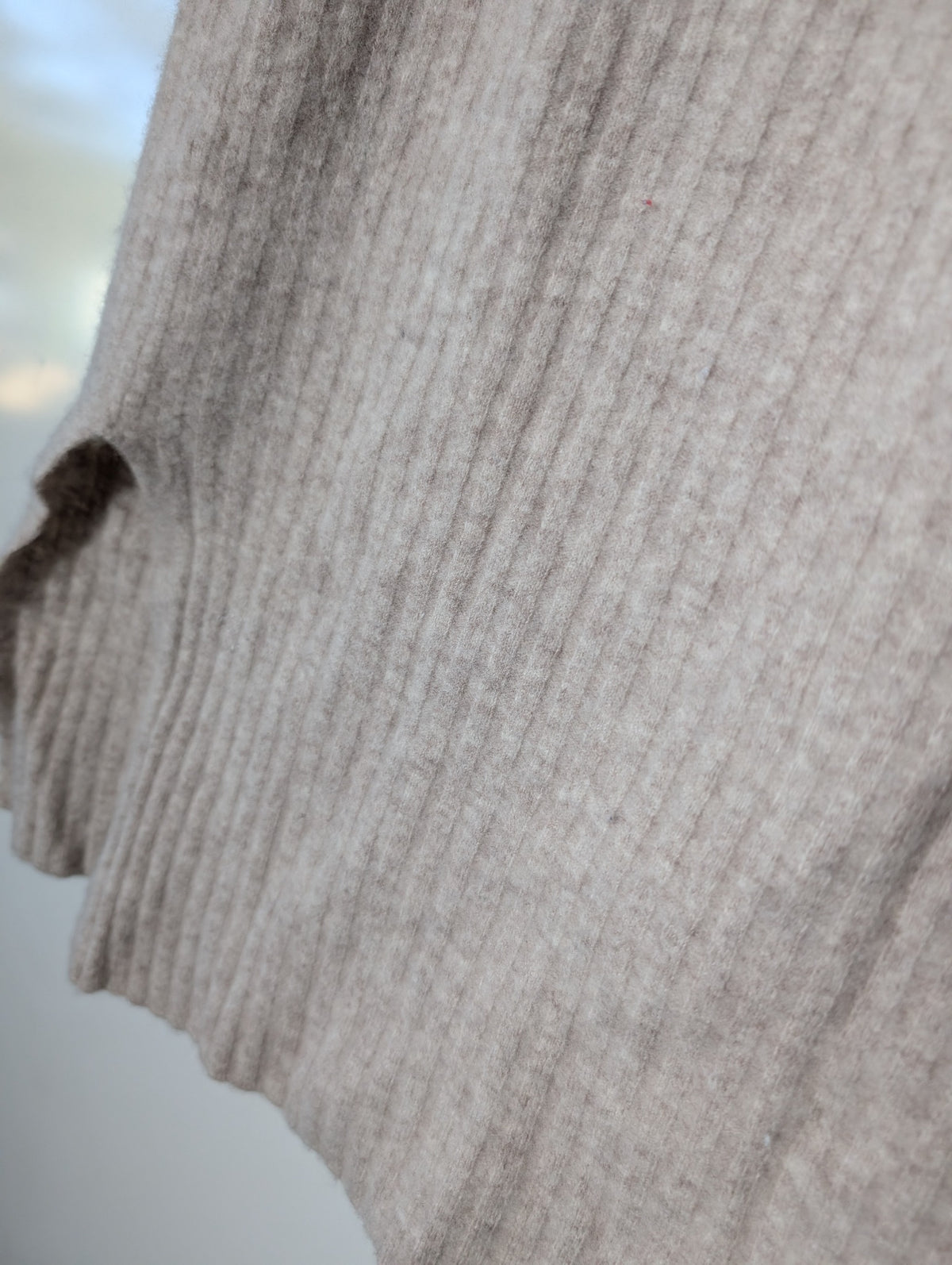 Assembly Label Ribbed Knit Midi Skirt Beige Wool Cashmere Size 14 - Image 2