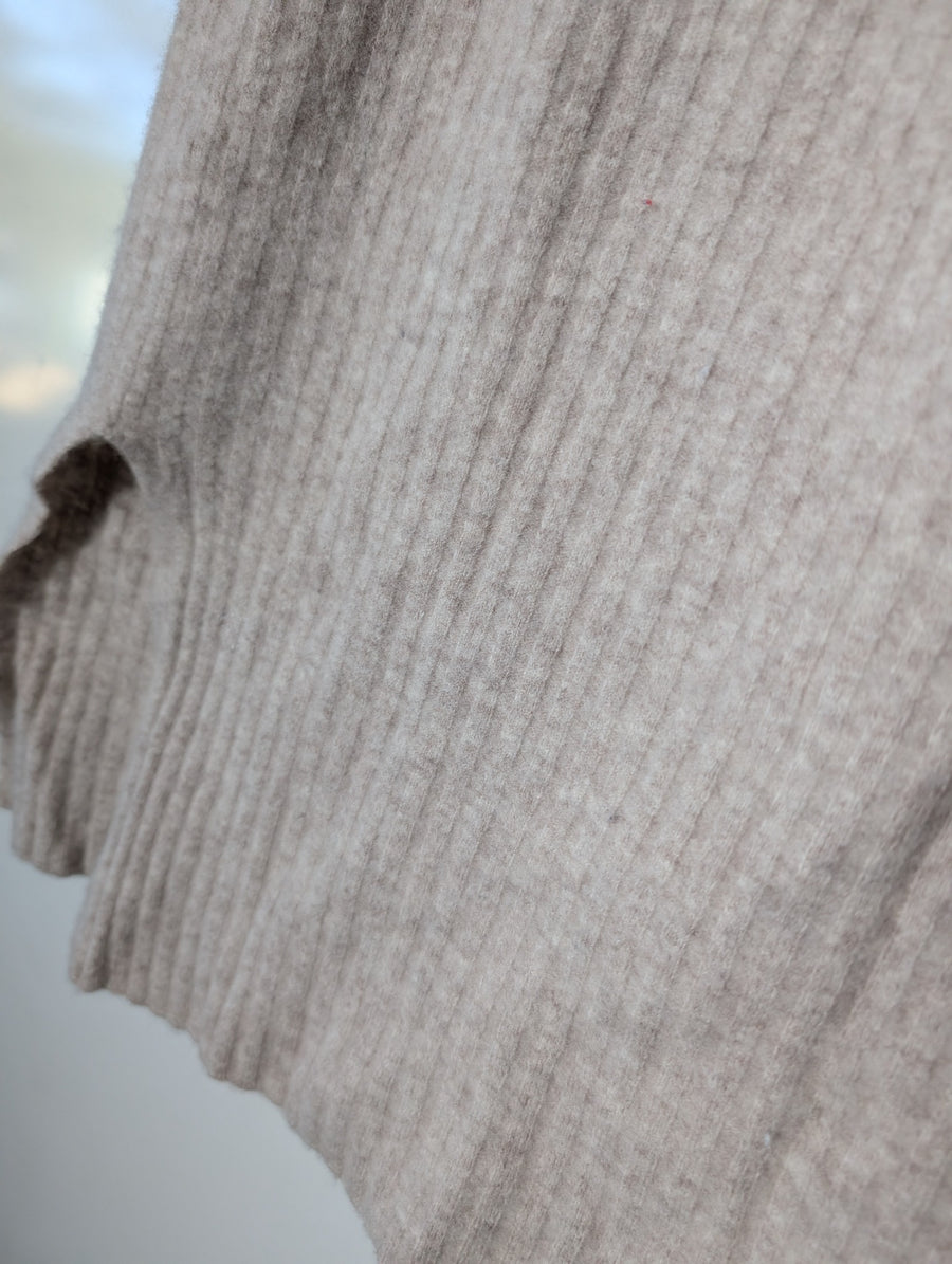 Assembly Label Ribbed Knit Midi Skirt Beige Wool Cashmere Size 14 - Image 2
