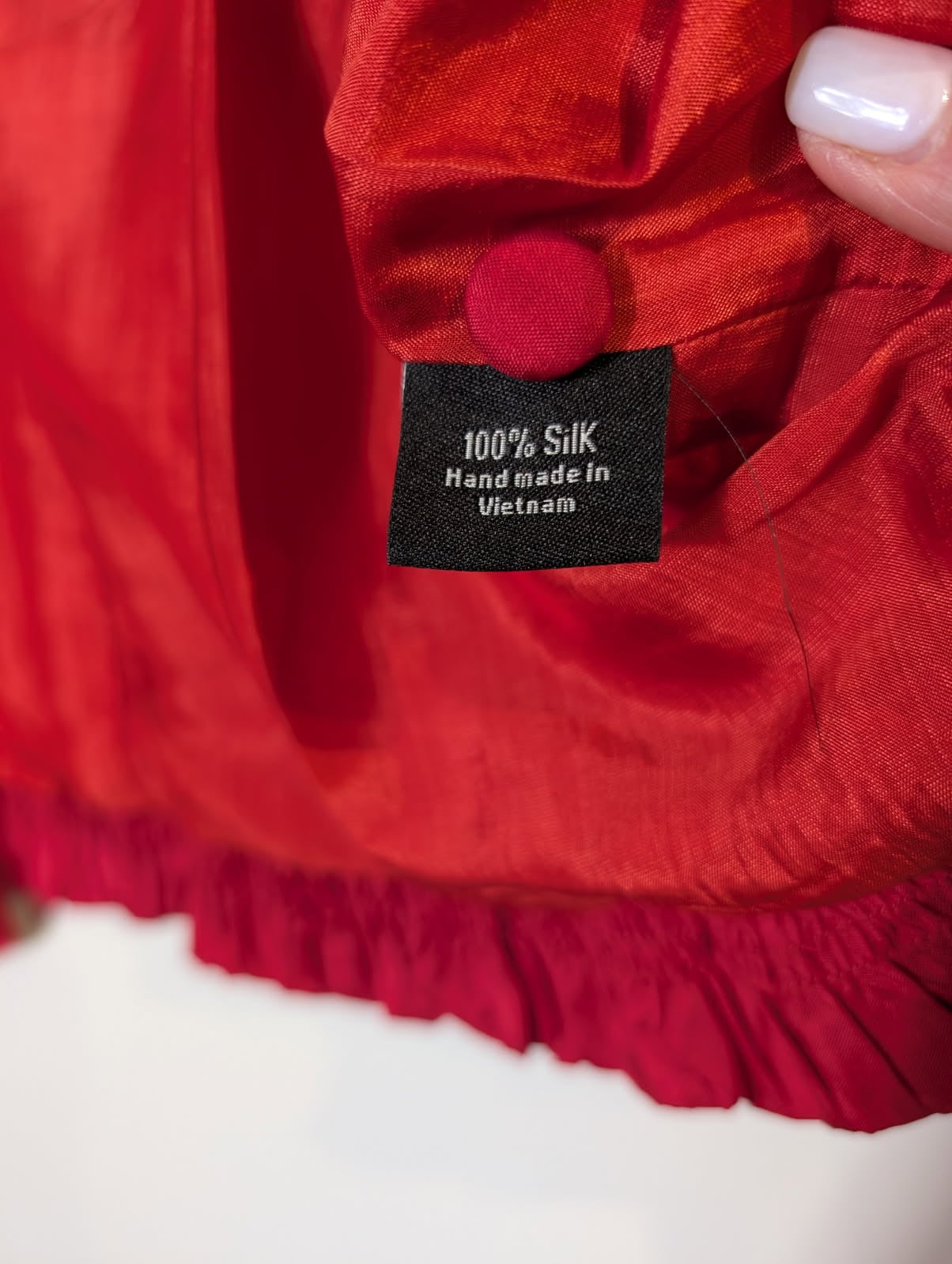 Sarissa Red Silk Ruffled Trim Jacket - Women's Size XL - Image 3
