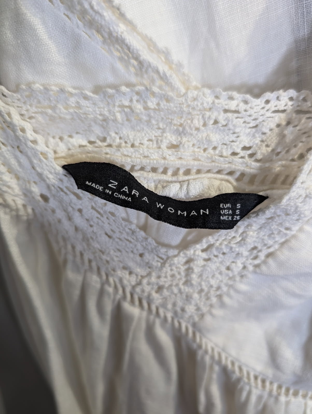 Zara Woman Embroidered Linen Blend Sundress White & Blue Floral Size S - Image 3