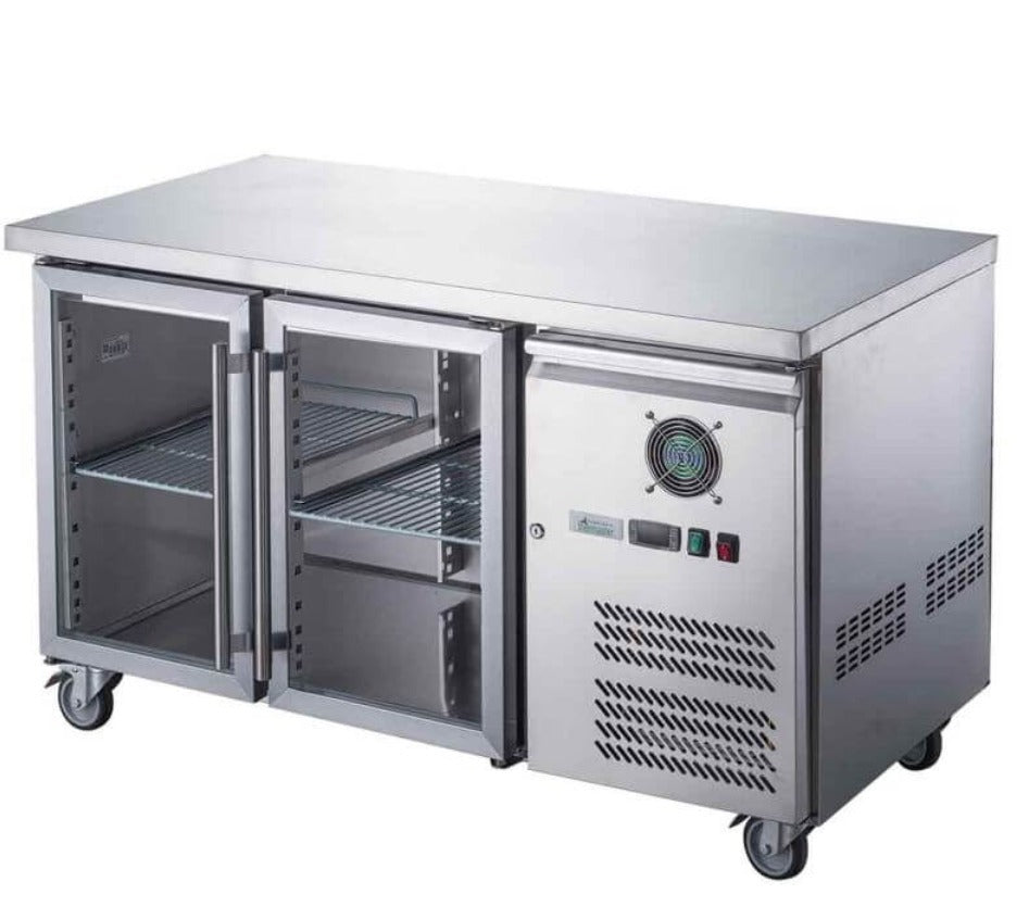 Thermaster Commercial Two Glass Door Under-Counter Fridge 282L - Image 2