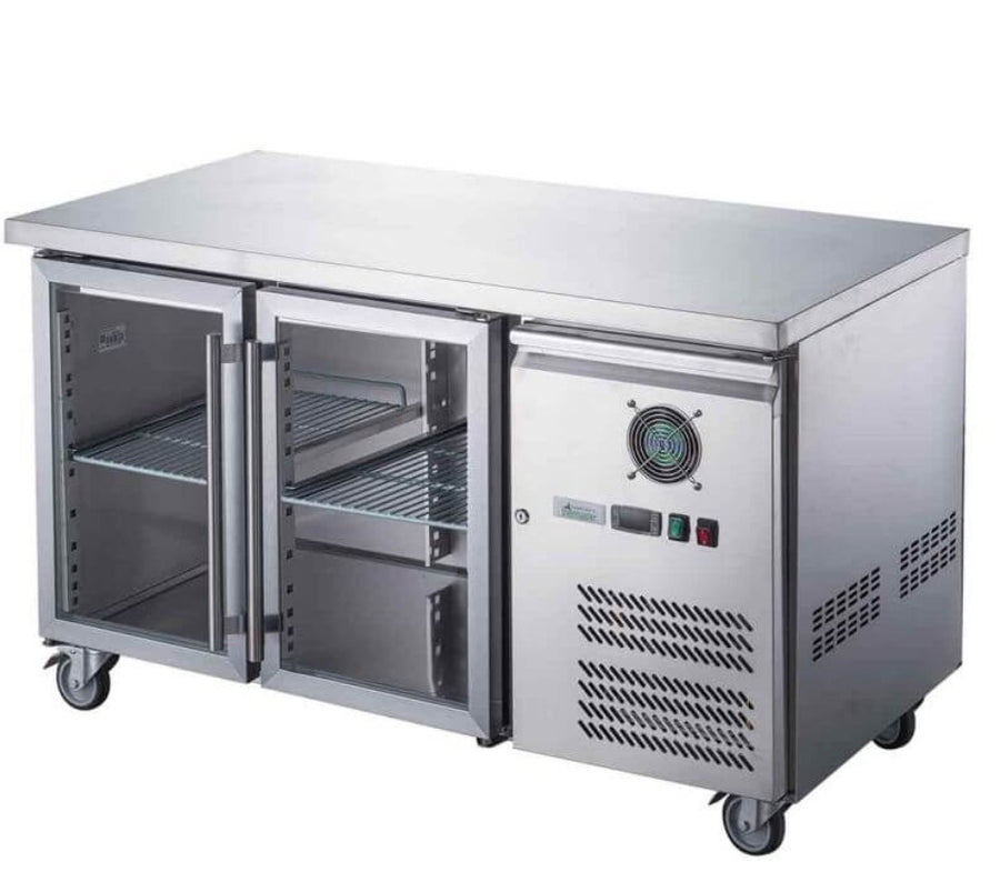 Thermaster Commercial Two Glass Door Under-Counter Fridge 282L - Image 2