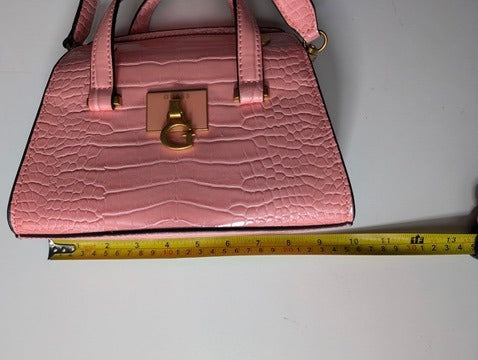 Guess Pink Croc-Embossed Satchel Crossbody Bag - Image 2