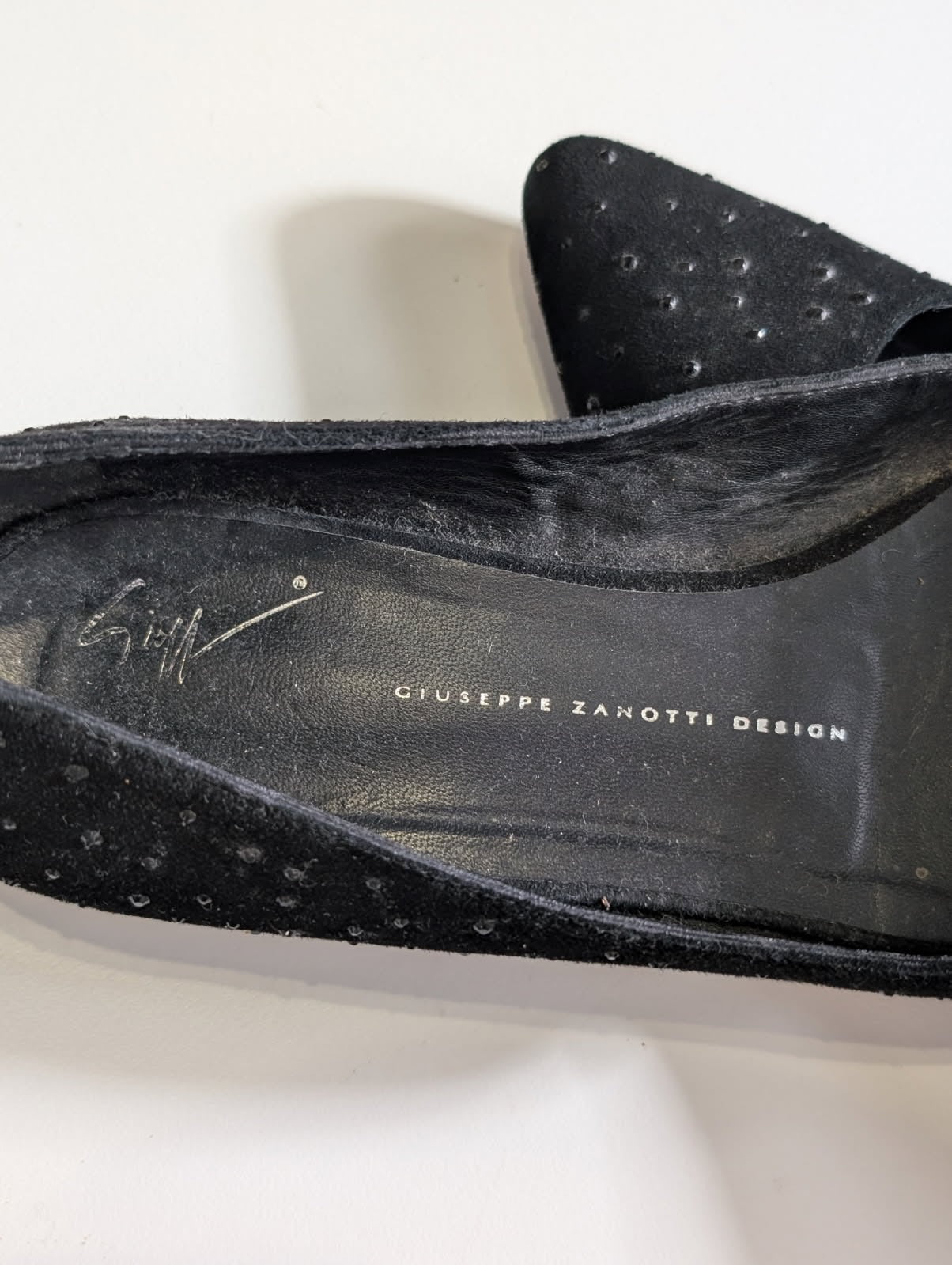 Giuseppe Zanotti Design Black Suede Studded Pointed Toe Flats - EU 41 - Image 2