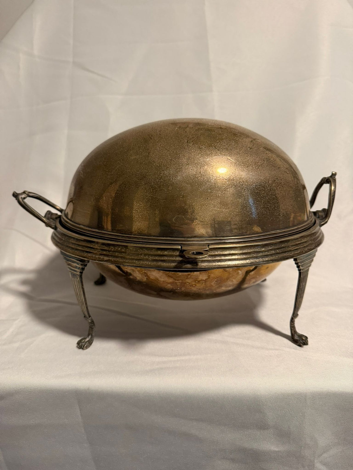 Antique Silver Plated Revolving Breakfast Dish Dome Food Warmer - Image 2