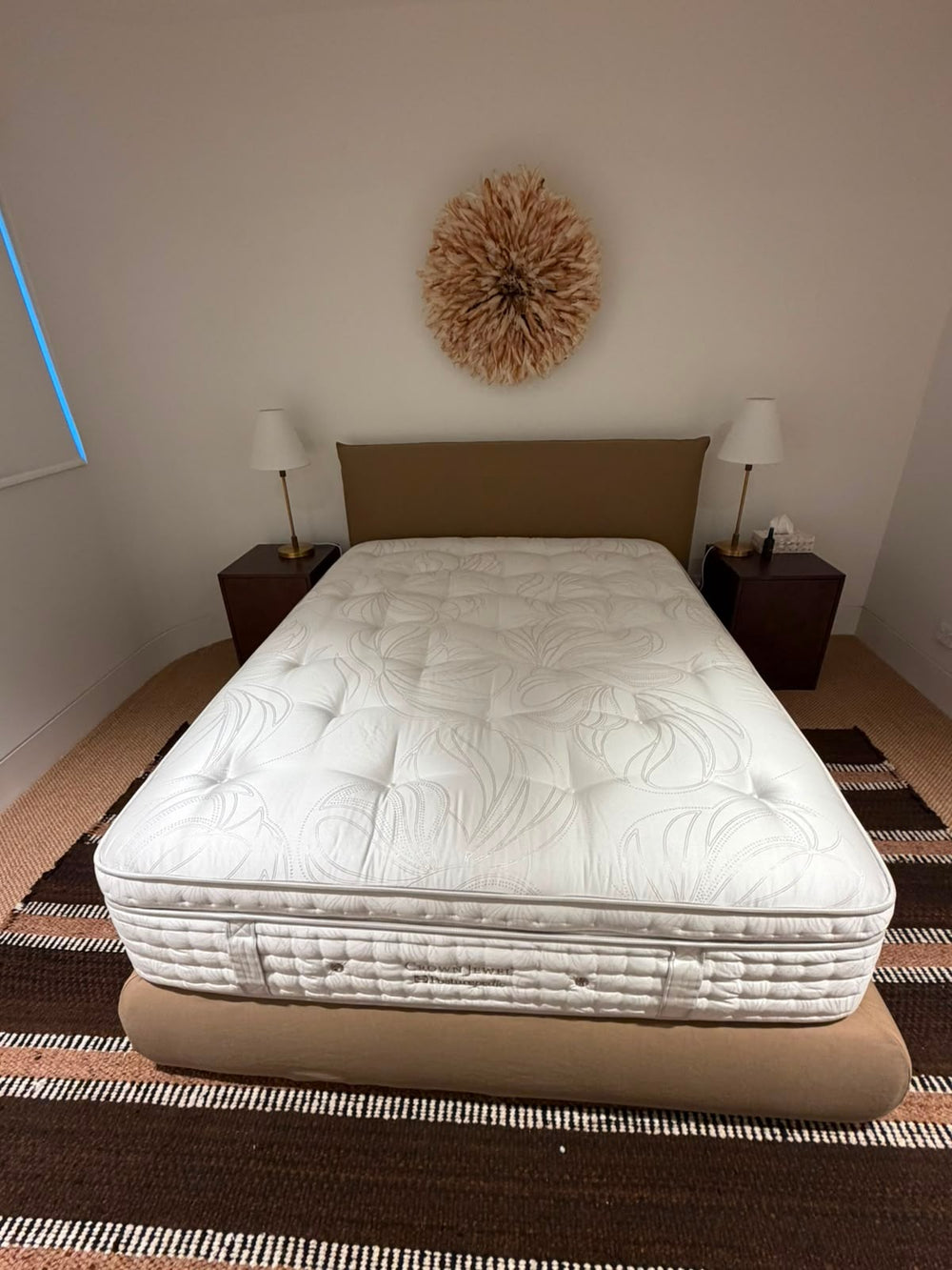 King Living Jasper Queen Bed Frame Beige Upholstered Removable Cover BRAND NEW - Image 2