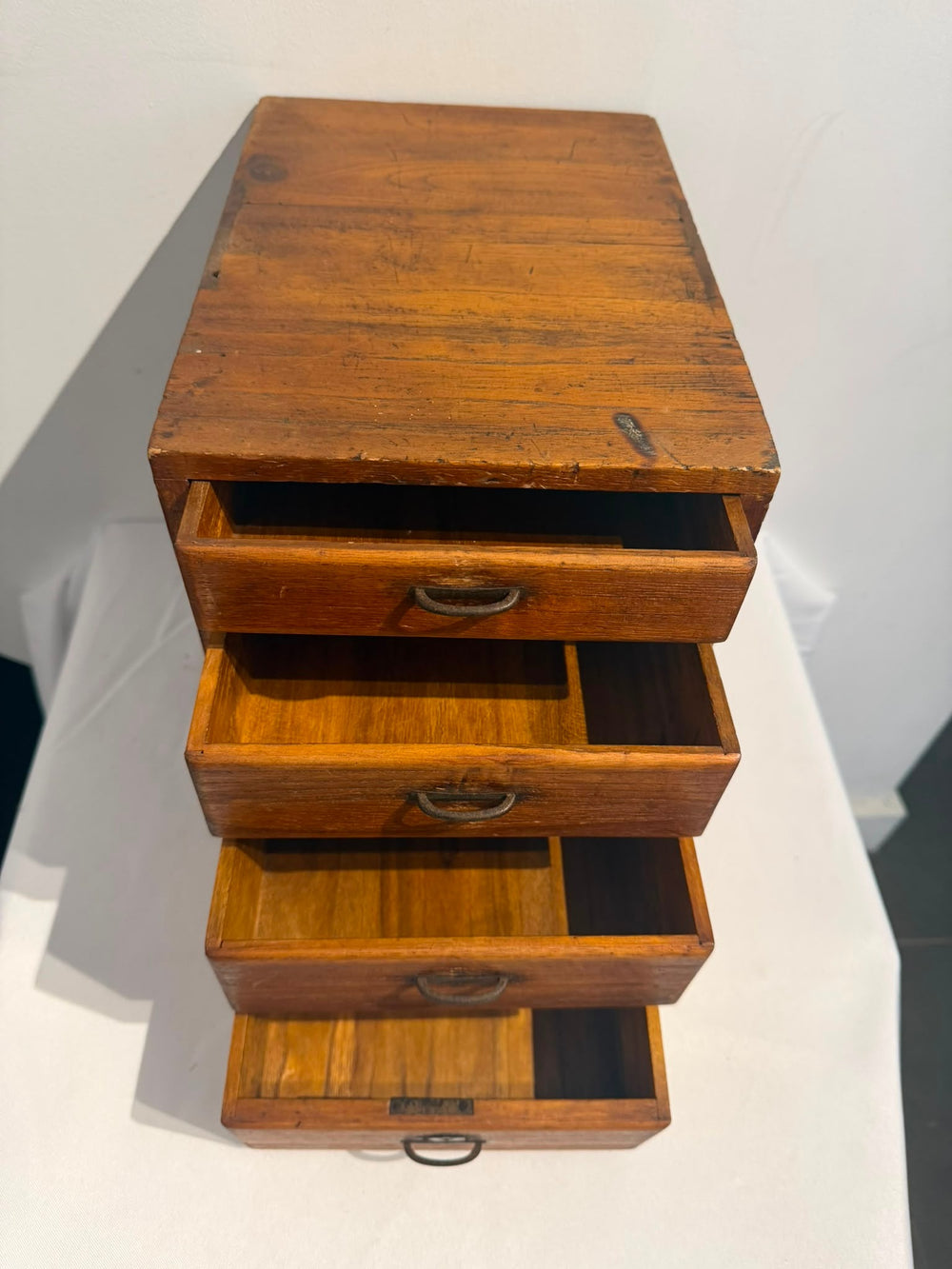 Vintage Wooden Apothecary Chest 4 Drawer Desktop Organiser - Image 1