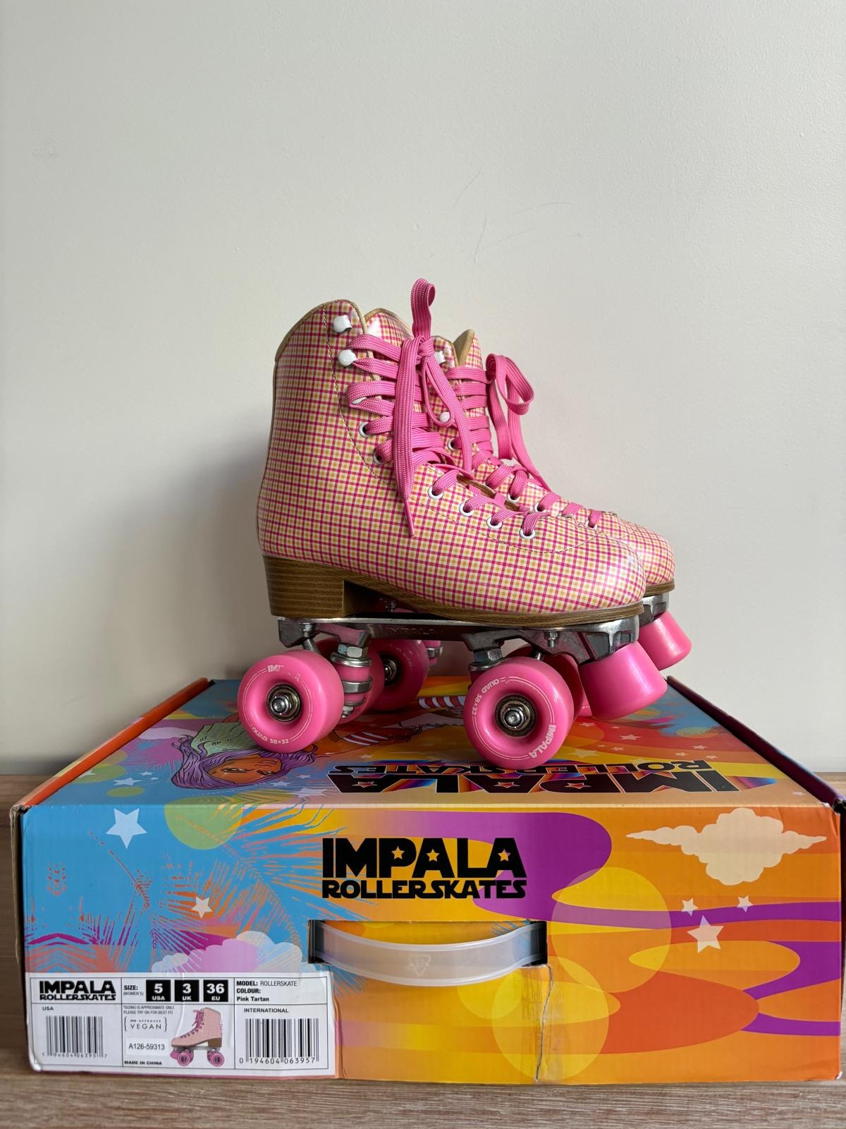 Impala Roller Skates Pink Tartan Gingham Women's US 5 - Image 2