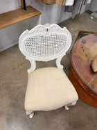 French Provincial Style Cane Back Dining Chair White Distressed - Image 2