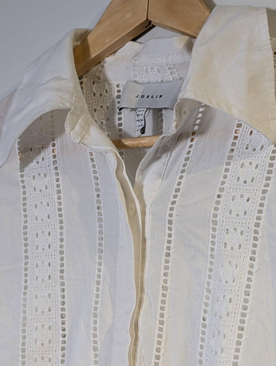 Joslin Studio Broderie Anglaise Button-Down Shirt White Women's AU 6 - Image 2