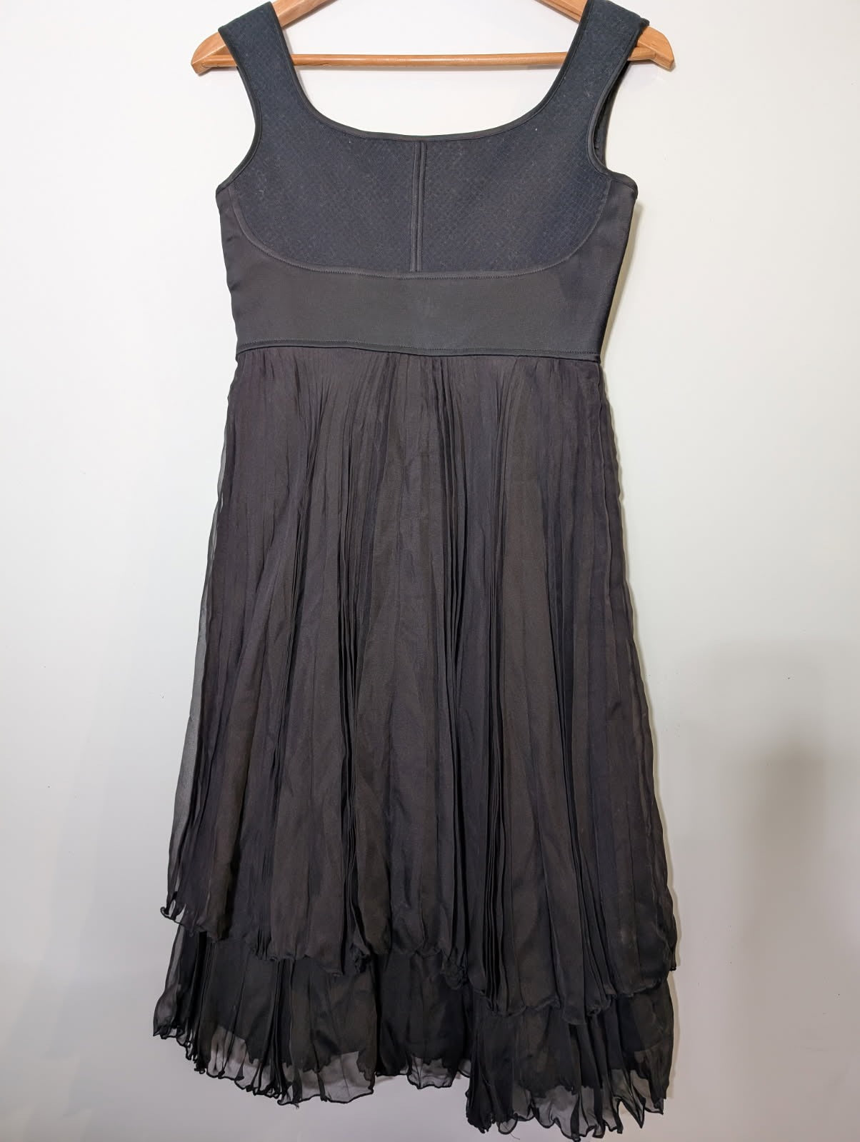 Arthur Galan AG Black Silk Pleated Sleeveless Dress - Size 8 - Image 3