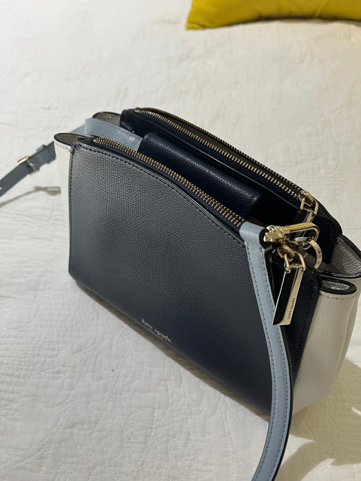 Kate Spade New York Cameron Convertible Crossbody Bag Navy White Light Blue - Image 3