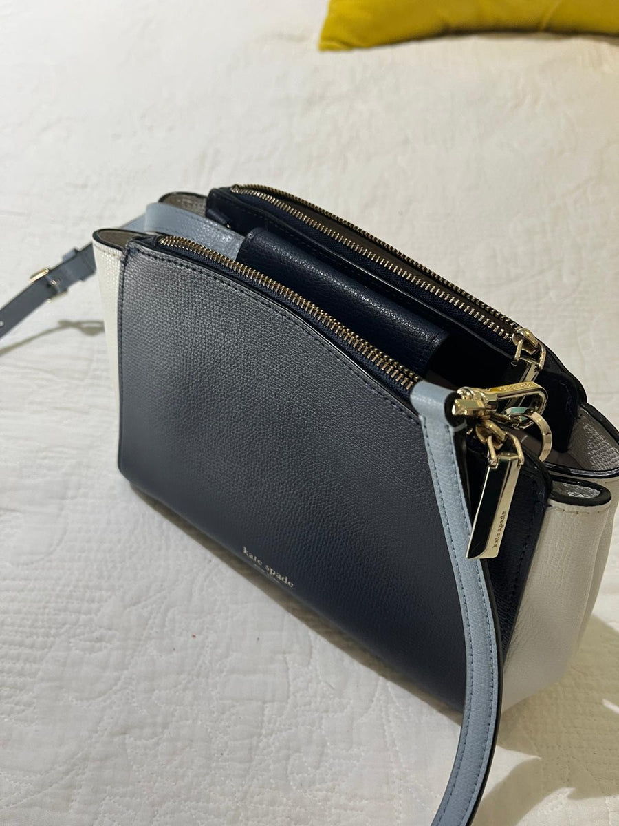Kate Spade New York Cameron Convertible Crossbody Bag Navy White Light Blue - Image 3