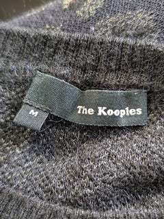 The Kooples Metallic Leopard Print Sweater Black Silver Size M - Image 2
