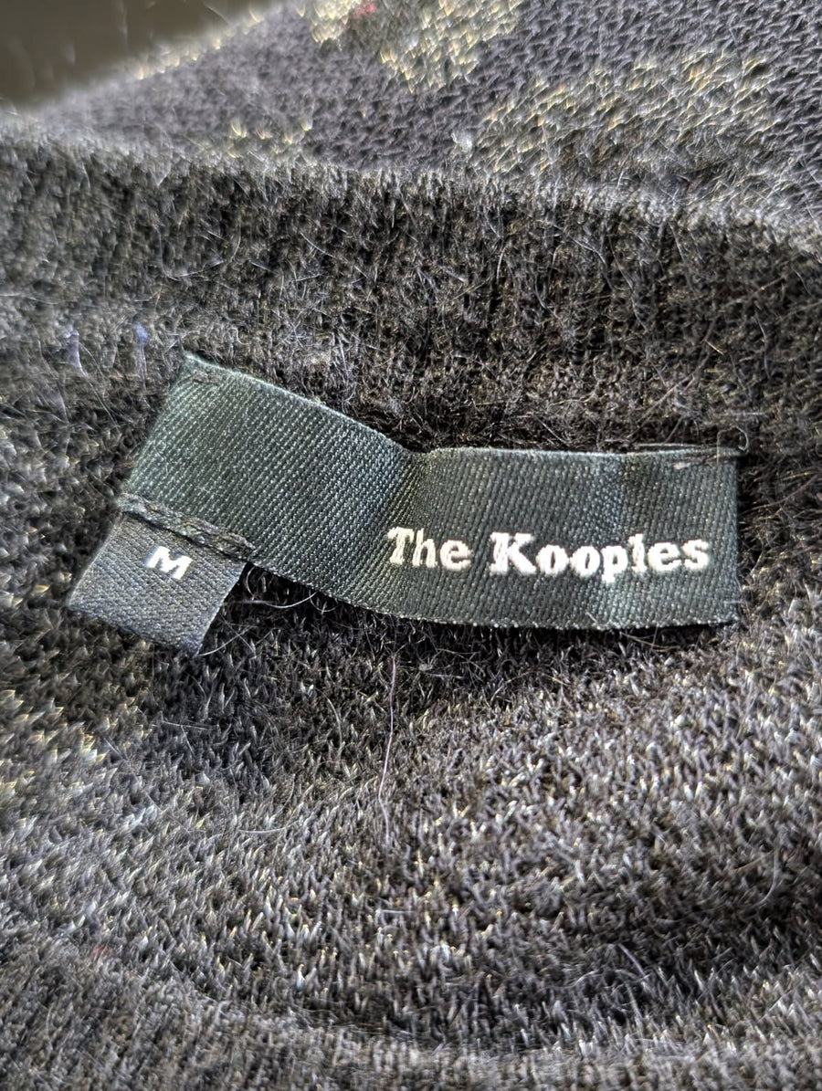 The Kooples Metallic Leopard Print Sweater Black Silver Size M - Image 2