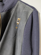Basler Weekend Wool and Suede Zip-Up Jacket Navy EU 38 UK 12 - Image 2