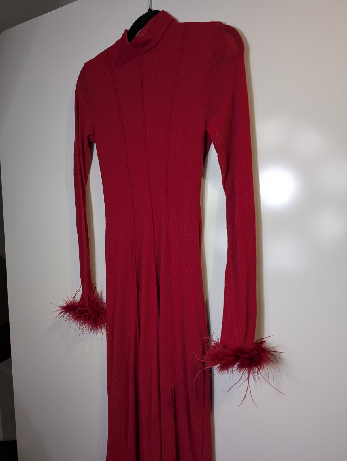 Runaway The Label Feather Trim Maxi Dress Red Size S - Image 2