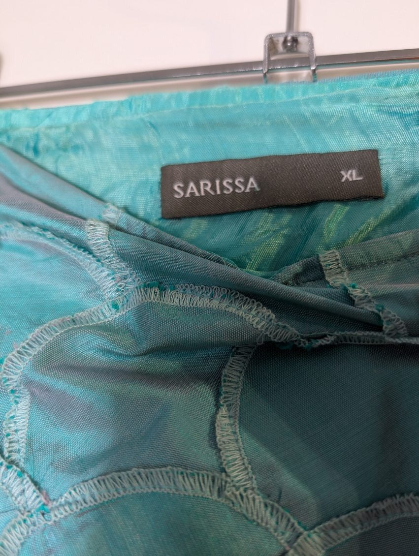 Sarissa Iridescent Teal Shantung Silk Blazer - Women's Size XL - Image 3