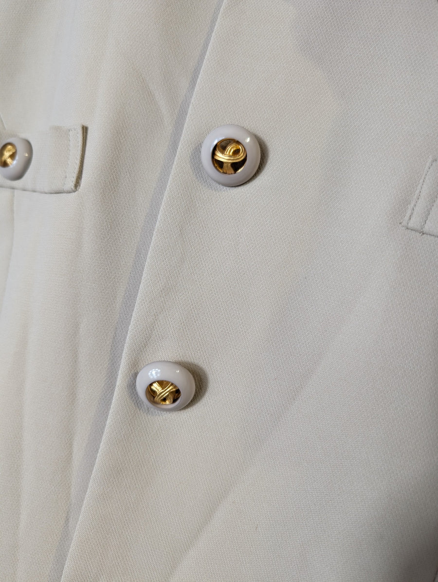 Loverich Collarless Blazer Beige Gold Button Detail Size 11 - Image 2