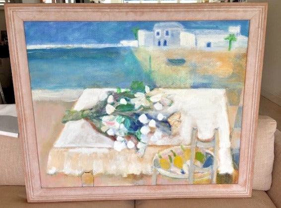 Original Oil Painting Gianni Pesse 1981 Italian Coastal Landscape Large Framed Artwork - Image 2