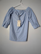 Ottod'Ame Off-The-Shoulder Poplin Blouse Light Blue IT 42 - Image 2