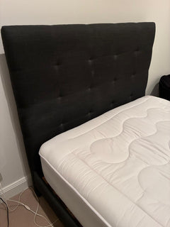 Heatherly Design Fenwick Queen Bed Head and Base Black Linen - Image 2