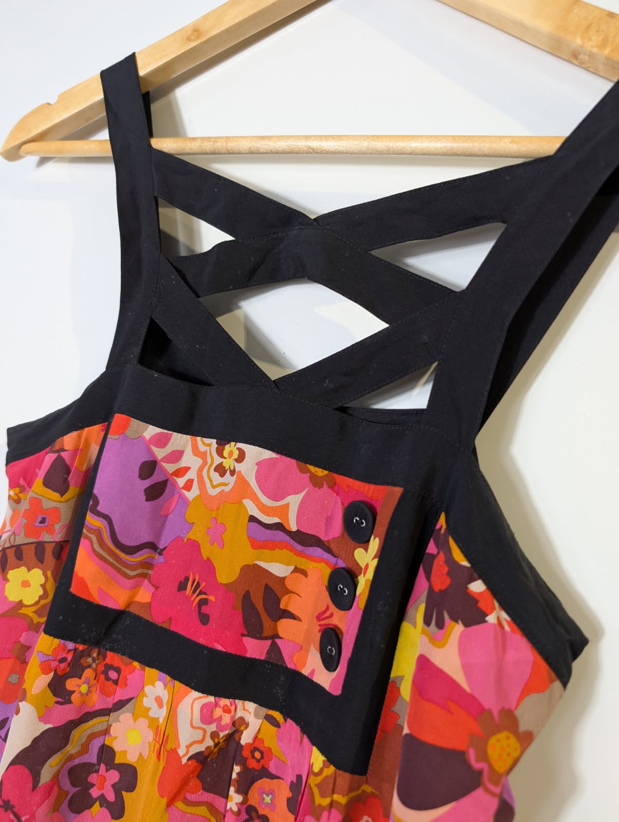Alannah Hill Silk Floral Dress - Criss-Cross Back Size 8 - Image 3
