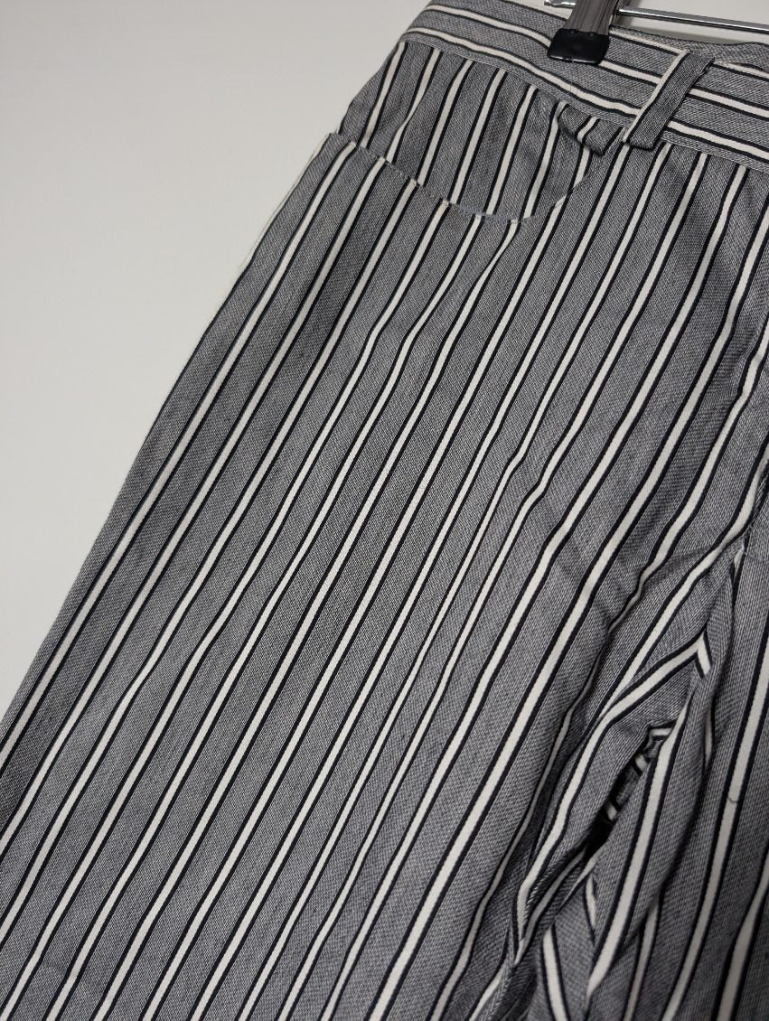 Todd Lynn Harper Striped Cotton Trousers - Grey/White Size 29 - Image 3