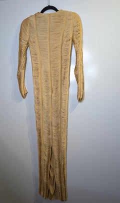 ASOS Design Gold Fringe Long Sleeve Dress UK 4 - Image 3
