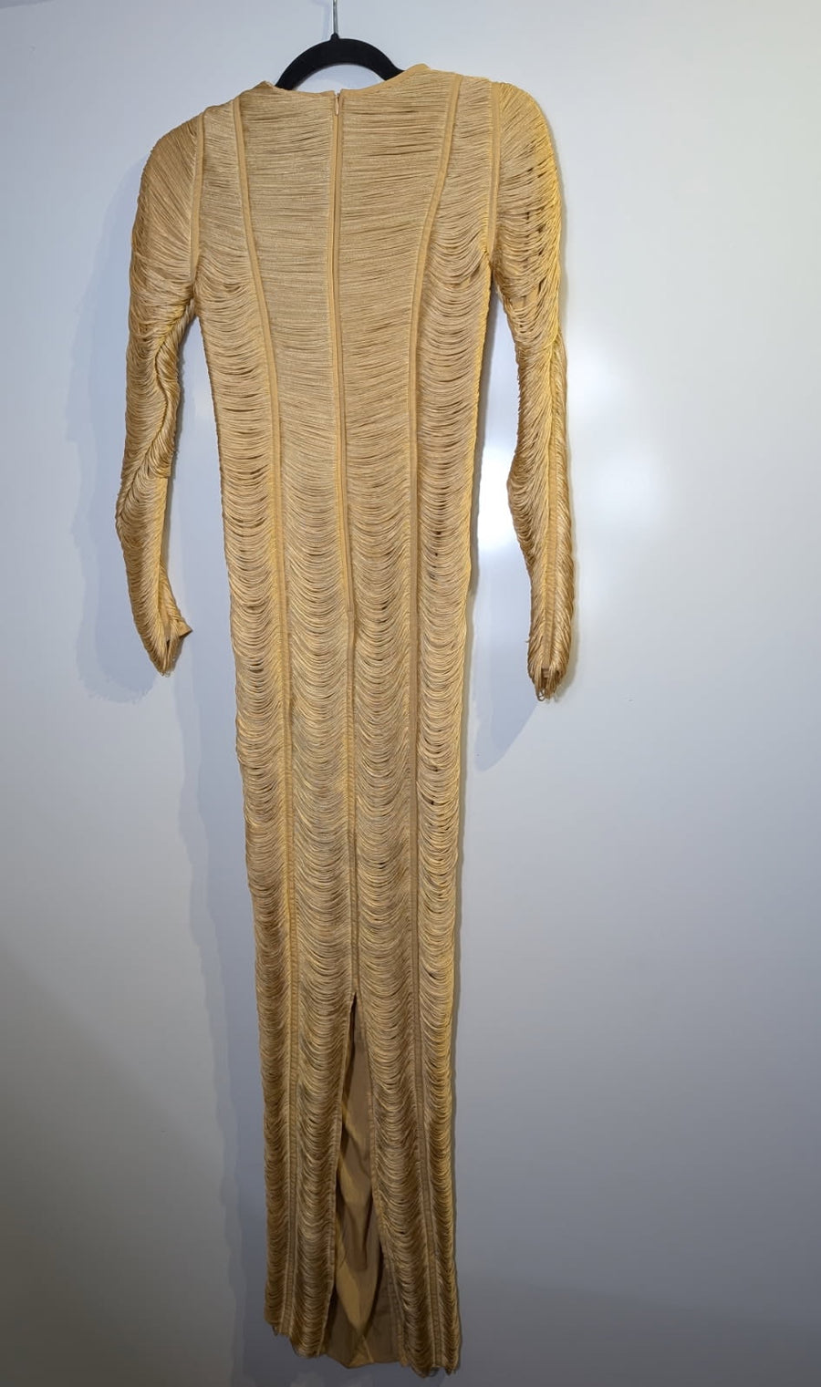 ASOS Design Gold Fringe Long Sleeve Dress UK 4 - Image 3