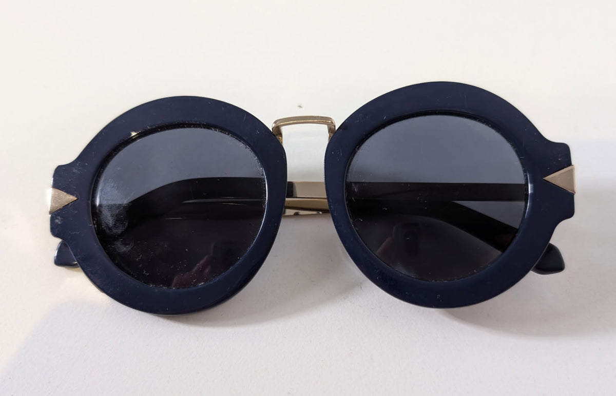 Karen Walker Sunglasses - Navy Round Frame With Gold Tone Accents
