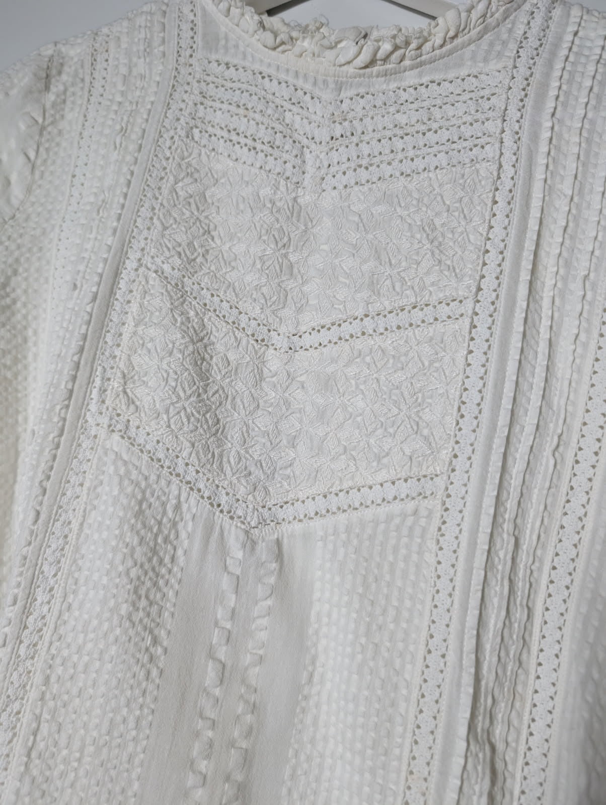 Indi & Cold Victorian-Style Lace Trim Blouse White Size S - Image 2