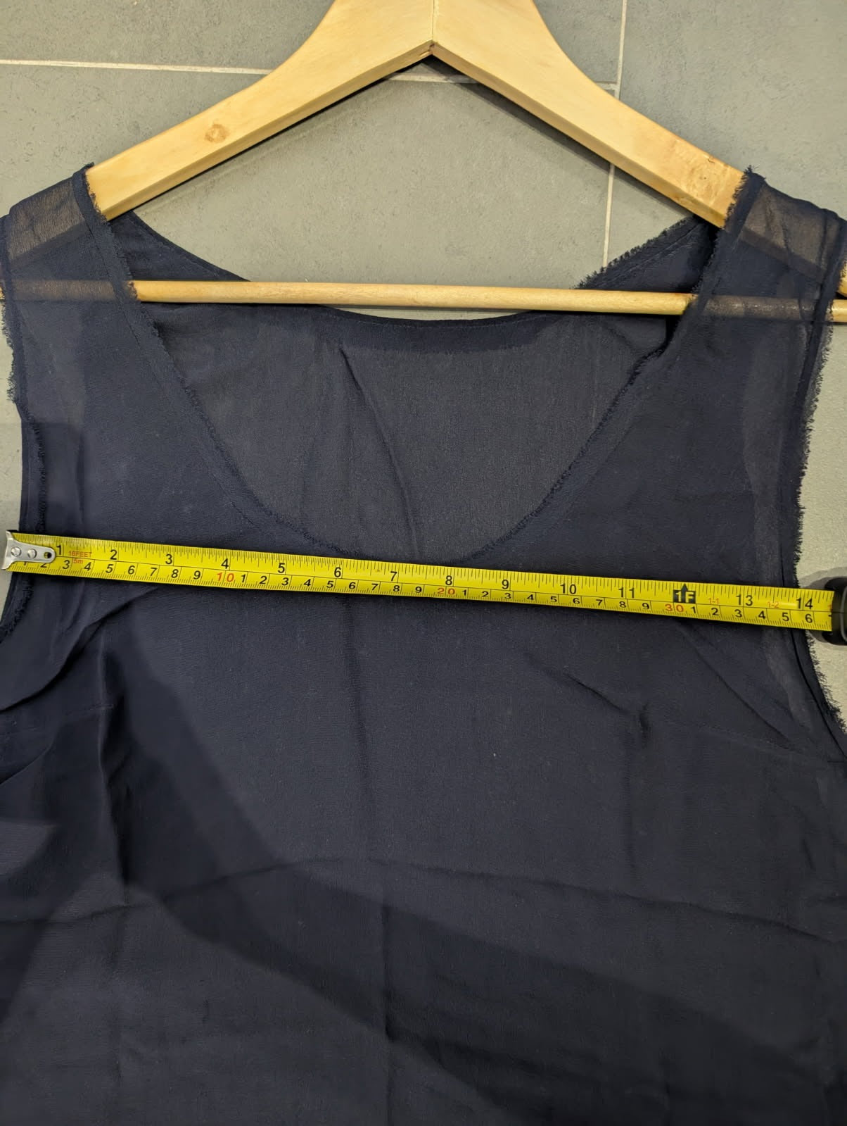 Willow Ltd Sheer Black Sleeveless Tank Top - Raw Edge Detail - Image 3