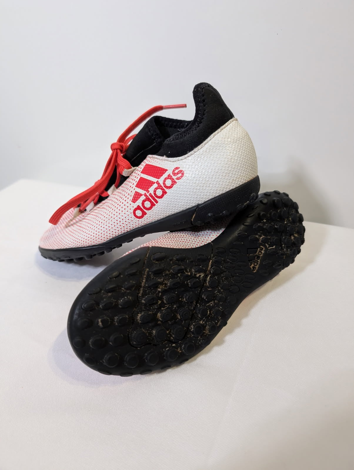Adidas X 15.4 TF Soccer Cleats White/Red Youth US 13K - Image 2