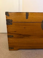 Antique Chinese Elm Wood Blanket Chest with Brass Hardware - Image 3