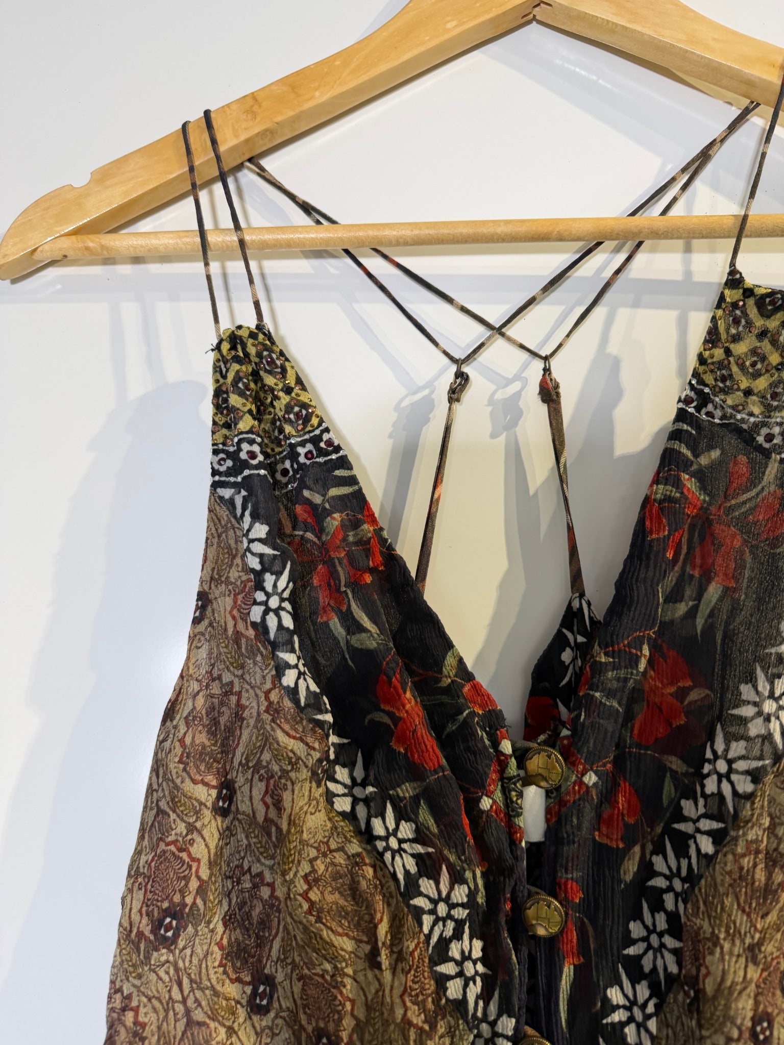 Camilla Silk Patchwork Mini Dress Vibrant Bohemian Print Size XS - Image 2