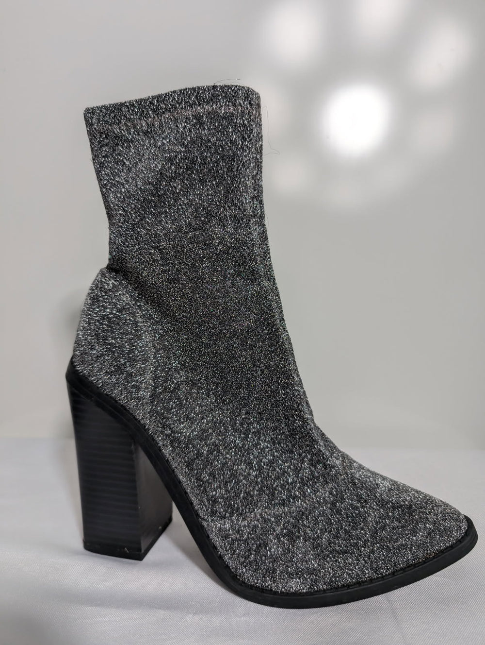 Steve Madden Edit Sock Booties Silver Glitter Size 37 - Image 2