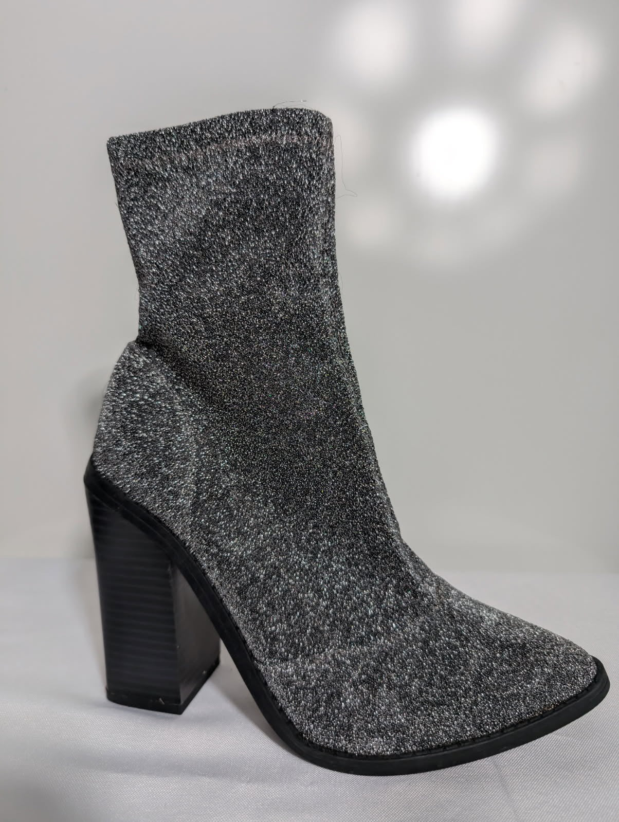 Steve Madden Edit Sock Booties Silver Glitter Size 37 - Image 2