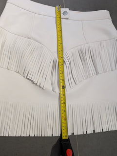 Wrangler White Faux Leather Fringe Mini Skirt - Women's Size 10 - Image 2