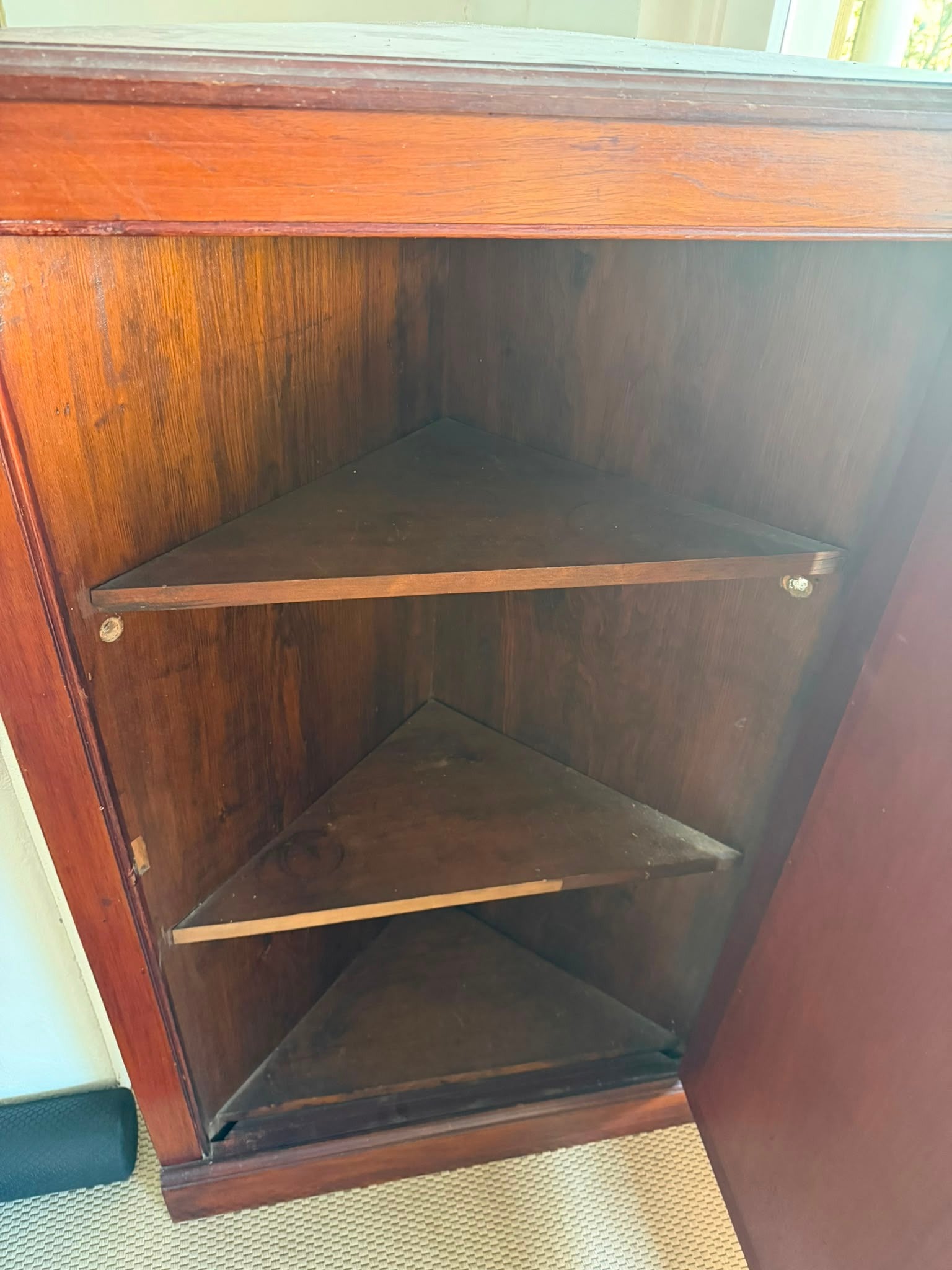 Antique Victorian Mahogany Corner Cabinet Wall Mountable Brown - Image 3