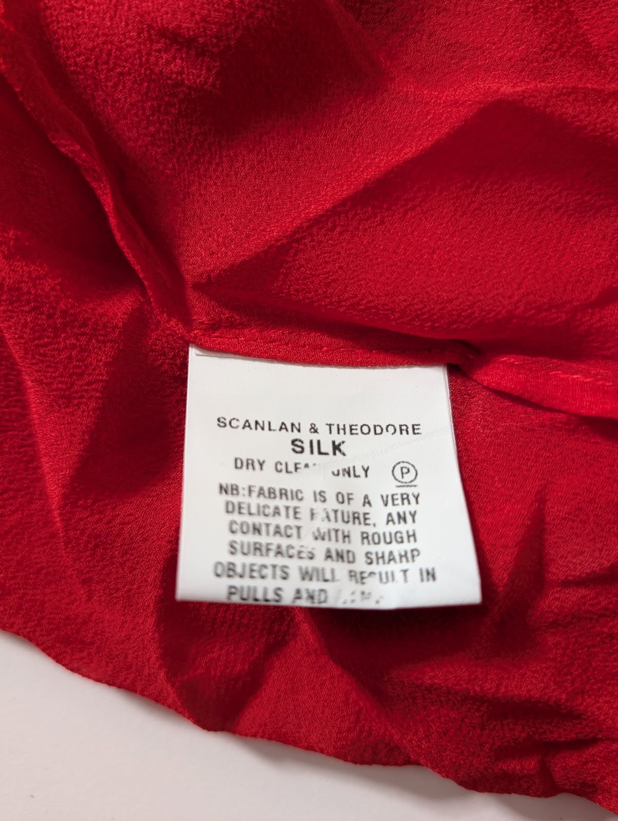 Scanlan & Theodore Red Silk Sheer Button-Down Dress - Image 3