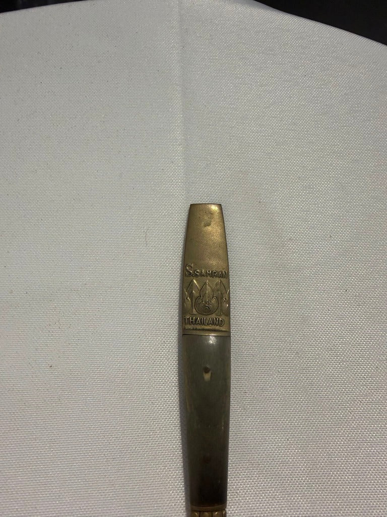 S. Samran Vintage Brass and Horn Letter Opener Gold and Brown - Image 2