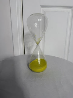 Large Modern Minimalist Glass Hourglass with Vibrant Green Sand - Image 2